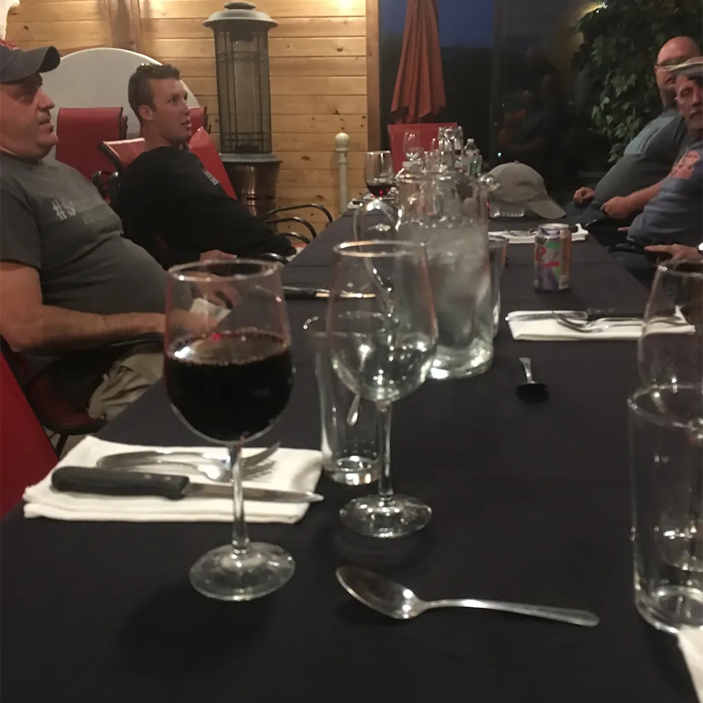 Guests around the table in the evening